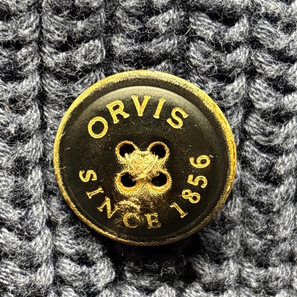 ORVIS Double Breasted Cardigan Sweater Men's Large Cotton Navy Fisherman Grandpa - Picture 4 of 16